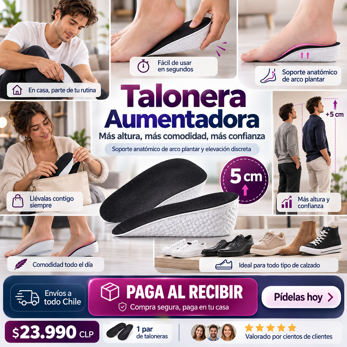 Elevare™ | Taloneras Elevadoras Ergonómicas +5 cm