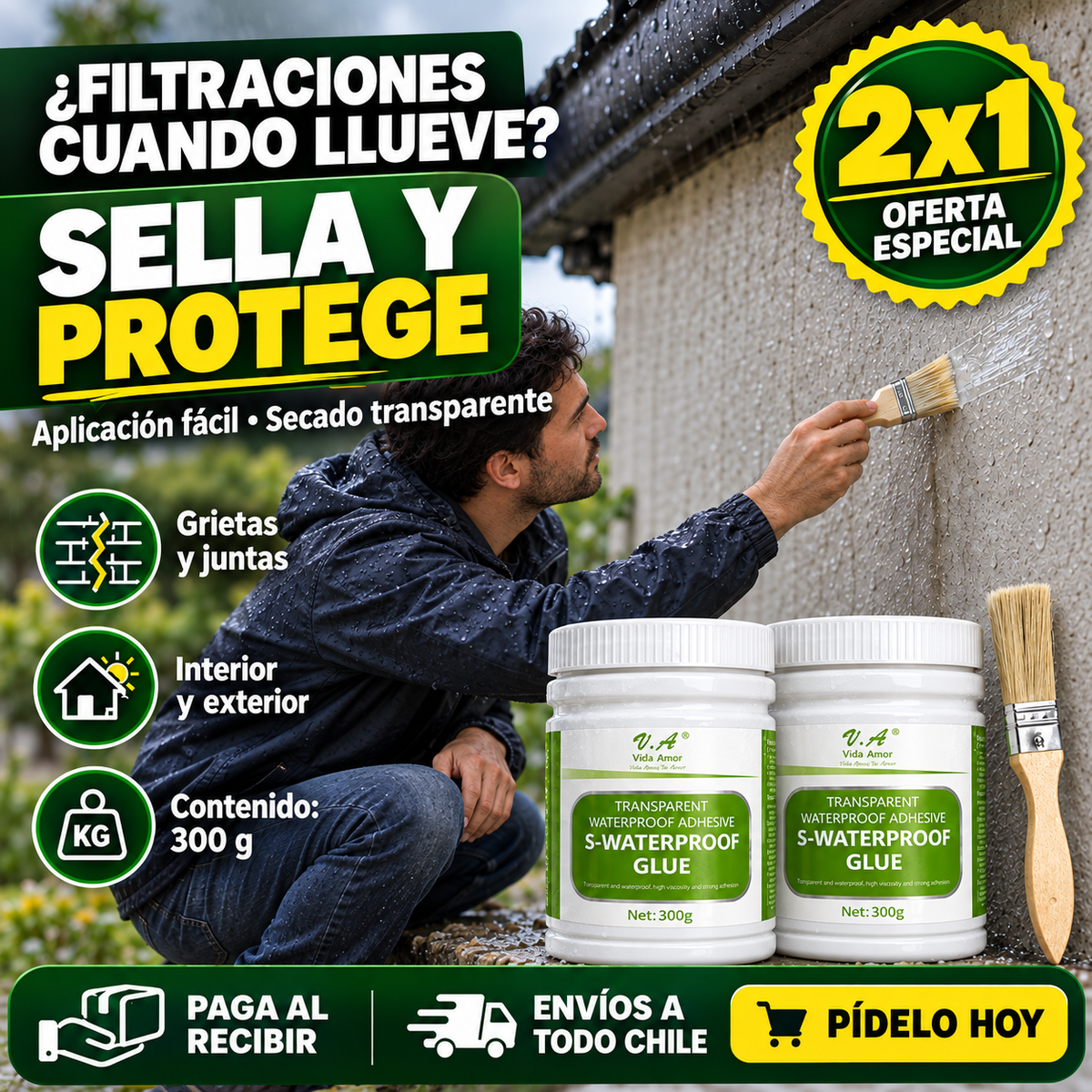 S-Waterproof Glue™ | Adhesivo Impermeabilizante Transparente 300 g