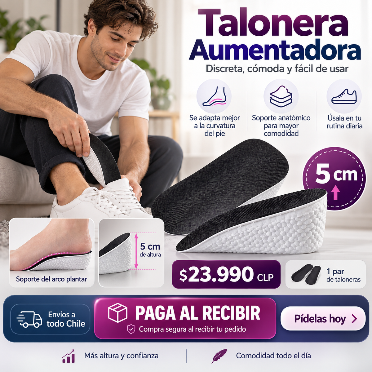 Elevare™ | Taloneras Elevadoras Ergonómicas +5 cm