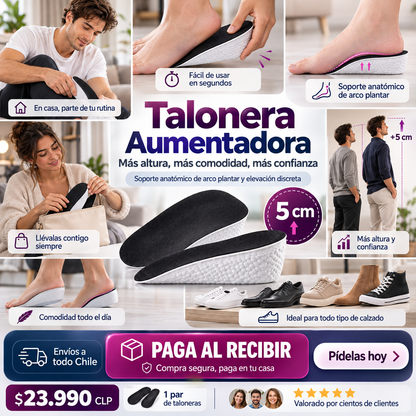 Elevare™ | Taloneras Elevadoras Ergonómicas +5 cm